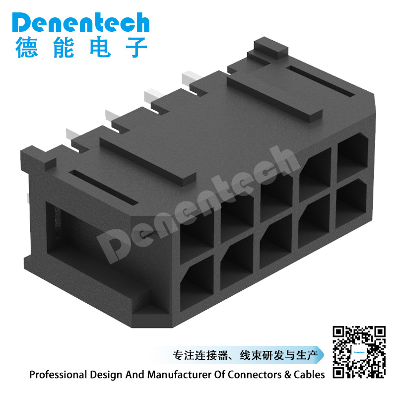 Denentech工厂直销双排180度DIP 3.00Wafer 针座 胶壳端子 插座 连接器